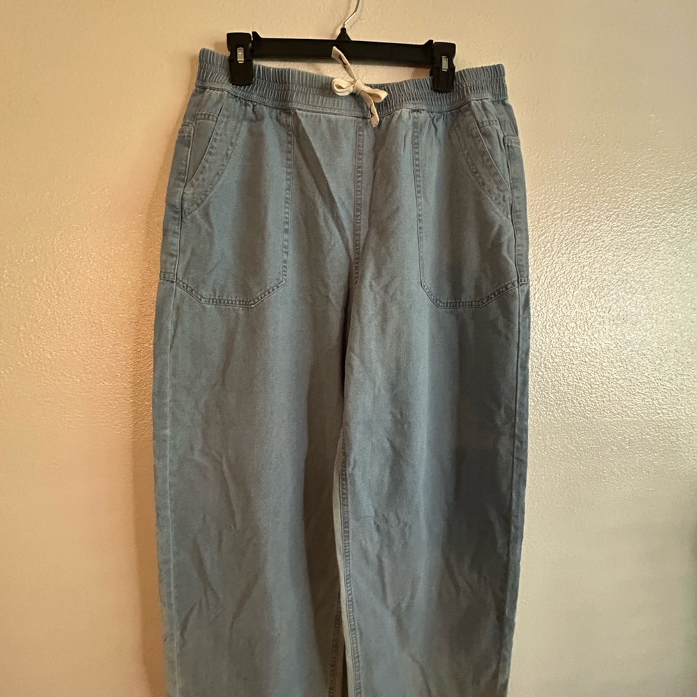 Casual Light Blue Drawstring Pants